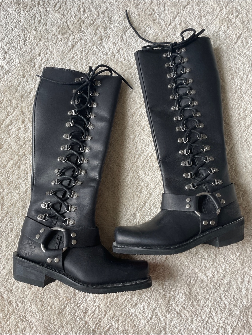 Harley Davidson City Limits Romy Black Knee High Lace Up Riding Boots